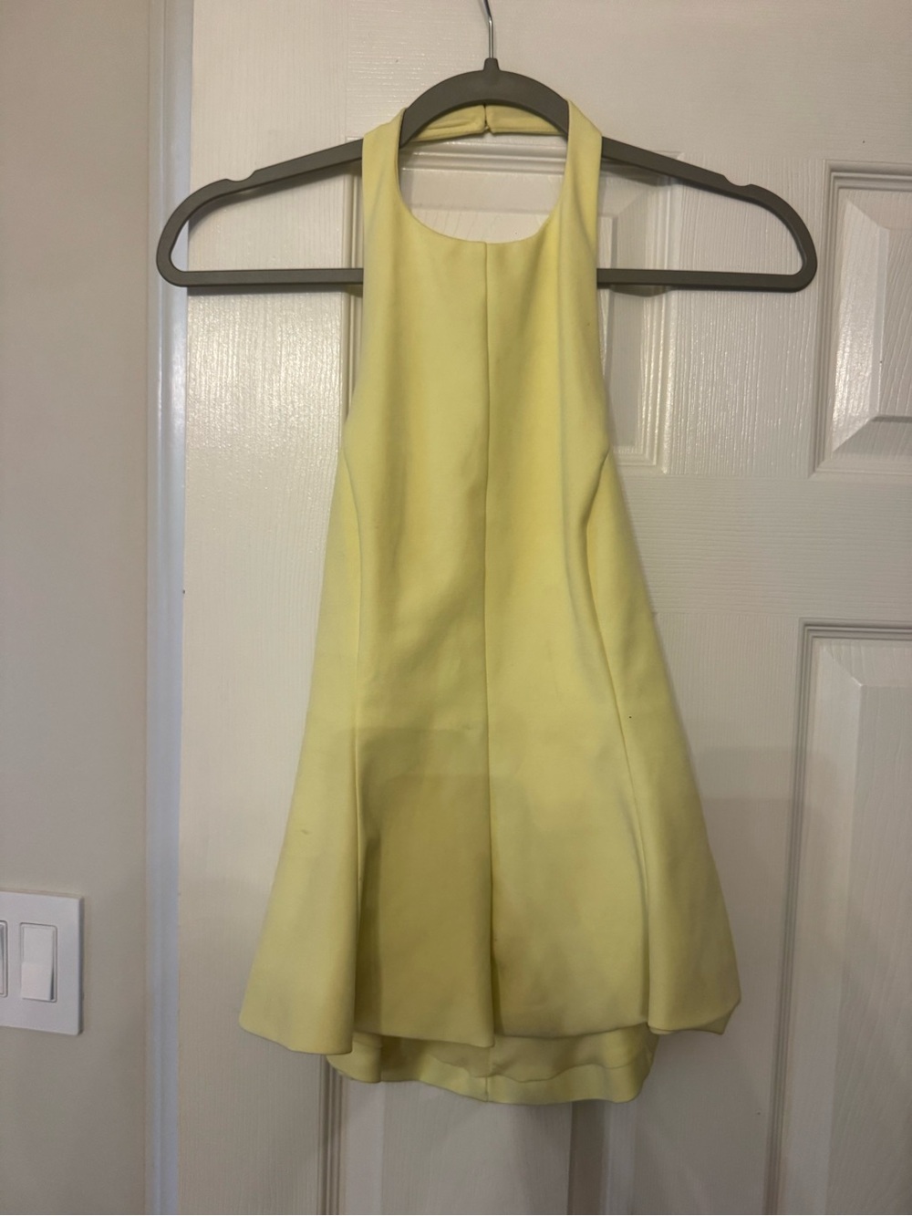 Yellow Halter Peplum Backless Top